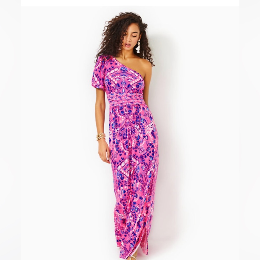 NWT Solana One-Shoulder Maxi Dress XS Lilly Pulitzer